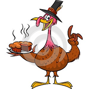 Cartoon happy cute thanksgiving turkey bird. Vector illustration isolated. Design for Thanksgiving Day