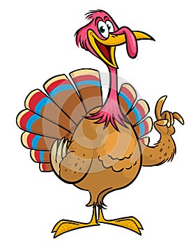 Cartoon happy cute thanksgiving turkey bird. Vector illustration isolated. Design for Thanksgiving Day