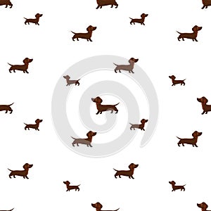 Cartoon happy dachshund - seamless trendy pattern with dogs. Illustration for prints, clothing, packaging and postcards