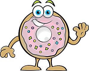 Cartoon Happy Donut Waving.