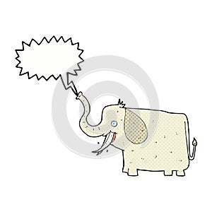 cartoon happy elephant with speech bubble