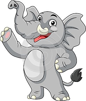 Cartoon happy elephant waving hand