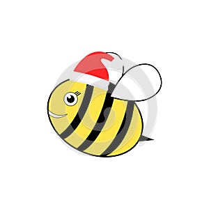 Cartoon happy festive bee mascot character illustration.