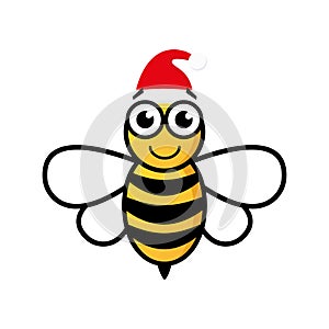 Cartoon happy festive bee mascot character illustration.