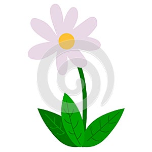 Cartoon happy flower in flat style isolated on white