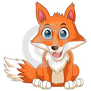 Cartoon happy fox isolated