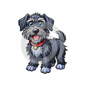 A Cartoon Happy Funny Black Russian Terrier Dog. Best for Story Book