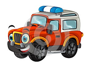 Cartoon happy and funny off road fire truck / vehicle