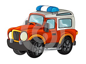 Cartoon happy and funny off road fire truck / vehicle