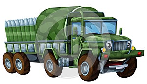 cartoon happy and funny off road military truck isolated