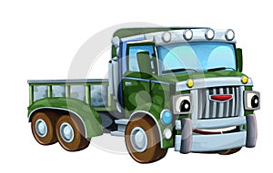 cartoon happy and funny off road military truck isolated artistic painting scene