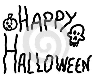 Cartoon Happy Halloween Sign Doodle