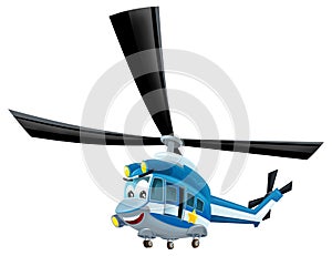 cartoon happy helicopter machine on white background - illustration for children