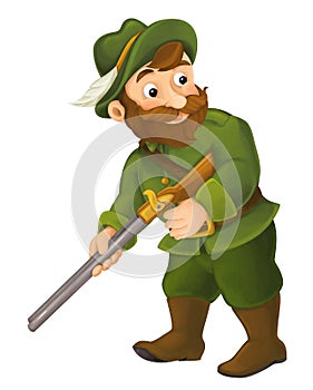 Cartoon happy hunter illustration for children