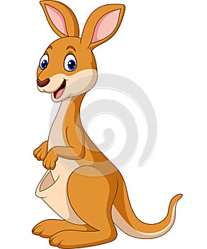 Cartoon Happy Kangaroo isolated on white background