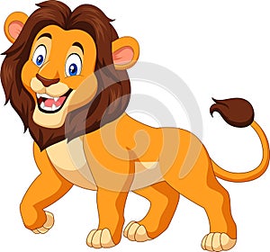 Cartoon happy lion isolated on white background