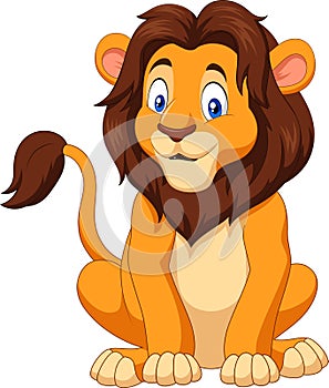 Cartoon happy lion sitting