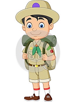 Cartoon happy little boy scout