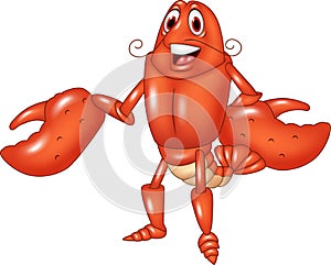 Cartoon happy lobster presenting isolated on white background
