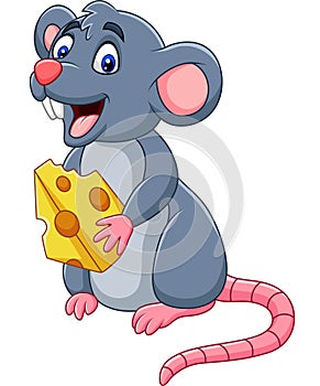 Cartoon happy mouse waving