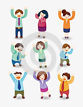 Cartoon happy office workers icon