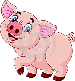 Cartoon happy pig isolated on white background