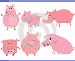 cartoon happy pigs farm animal characters set