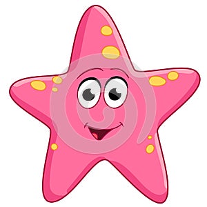 Cartoon happy pink starfish