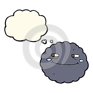 cartoon happy rain cloud with thought bubble