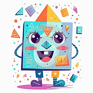 Cartoon happy robot cube. Vector illustration. funny cartoon character