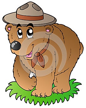 Cartoon happy scout bear