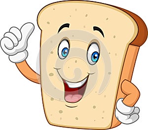 Cartoon happy sliced bread giving thumb up