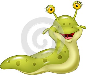 Cartoon happy slug isolated on white background