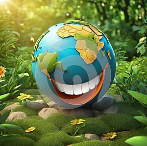 cartoon happy smiling globe