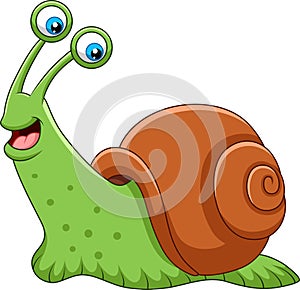 Cartoon happy snail isolated on white background photo