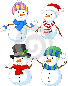 Cartoon happy snowman collection set