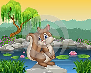 Cartoon happy squirrel posing