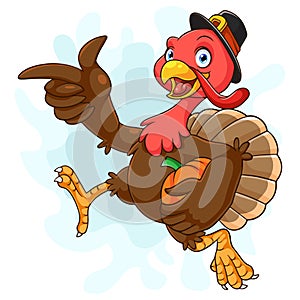 Cartoon happy turkey isolated on white background