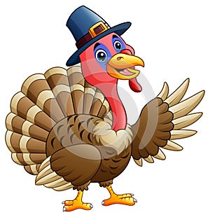 Cartoon happy turkey presenting