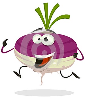 Cartoon Happy Turnip Character Running