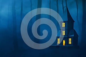 Cartoon haunted house on 3d illustrations