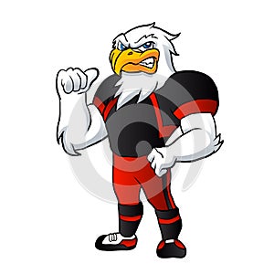 Cartoon hawk football player.