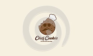 Cartoon head chef cookie logo design vector icon symbol illustration