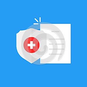 cartoon health insurance icon with shield