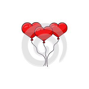 Cartoon heart ballons. Vector Illustration Isolated On white Background