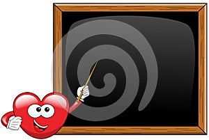 Cartoon heart teacher blackboard