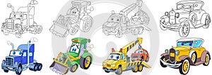Cartoon heavy cars set