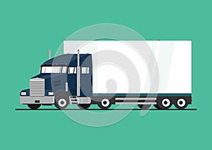 Cartoon heavy truck and semitrailer.