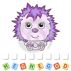 Cartoon hedgehog crossword for funny kids