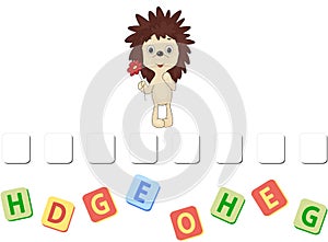 Cartoon hedgehog crossword. Vector illustration